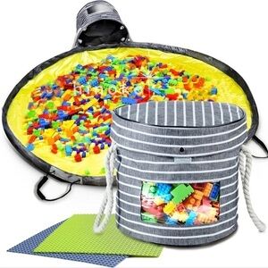 HINOKO Upgraded Toy Storage Bag and Kids Play Mat, Large Portable Toys O…